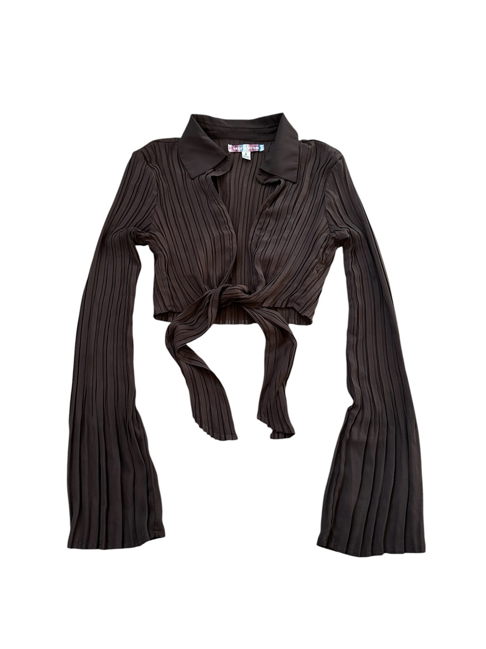 UO Urban Outfitters Brown Tie Front Top Bell Sleeve Boho Festival Y2K Renfaire
